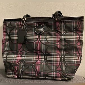 COACH Signature Tartan Plaid Shoulder Bag